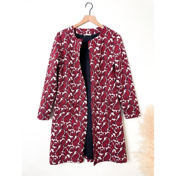Atmosphere Paisley Duster Jacket Large Red Tapestry Coatigan Regency Avant Garde - Picture 1 of 7